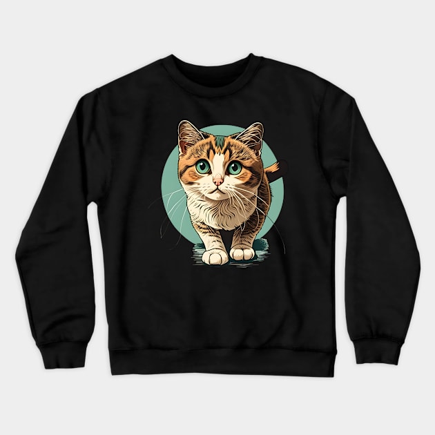 Cute Fat Cat Lover - Amazing Pastel Cat Face Crewneck Sweatshirt by Lisa L. R. Lyons